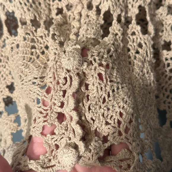 Marie y. Crochet vest Y2K beige size large top shirt with buttons - Picture 5 of 7